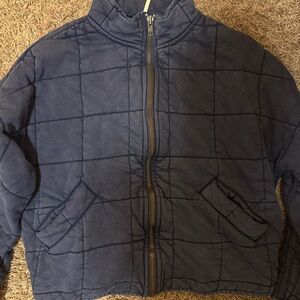 Free People Blue Quilted Jacket